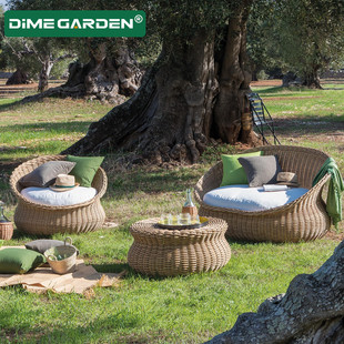 藤椅三件套藤编沙发圆躺椅茶几阳台组合休闲室外藤艺户外庭院家具