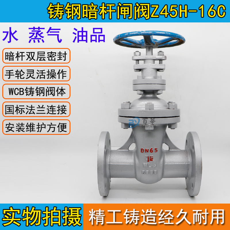 Z45H10C/16C 铸钢暗杆式法兰闸阀 国标法兰自来水蒸汽管道闸阀