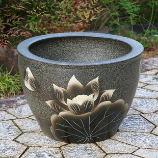 陶瓷荷花缸沉水池塘睡莲碗莲家居花卉盆室外养鱼缸老式水缸特大号