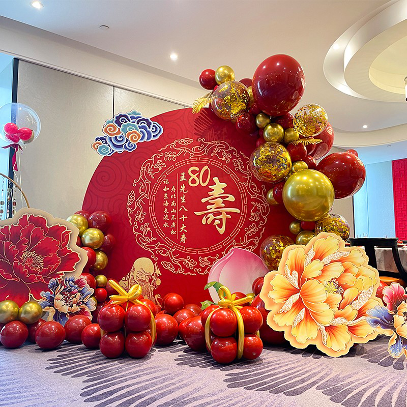 寿宴布置kt板气球背景墙老人60岁过寿80大寿生日场景装饰祝寿用品