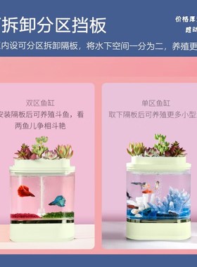画法几何斗鱼缸桌面生态鱼缸c300裸缸客厅家用迷你懒人鱼缸Pro