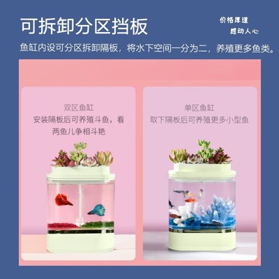 画法几何斗鱼缸桌面生态鱼缸c300裸缸客厅家用迷你懒人鱼缸Pro