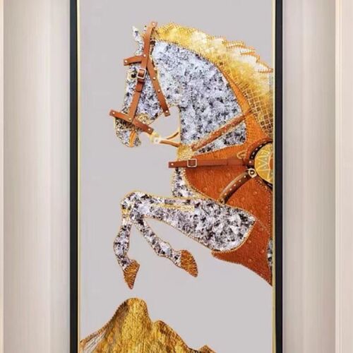 轻奢玄关装饰画马到成功现代简约立体实物画客厅背景墙挂画入户门