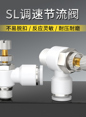气管快速接头节流阀气动可调SL4/6/8/10M5/01/02气缸调速节流阀