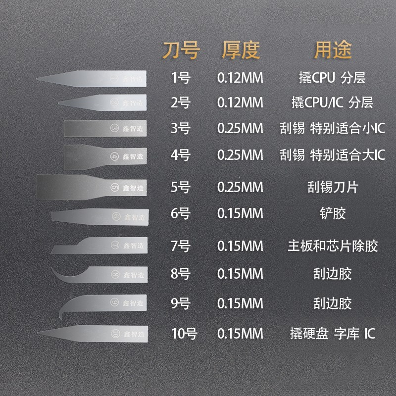 鑫智造刀片0.12-0.25手机维修刮锡除胶撬IC芯片CPU分层刮边胶无磁