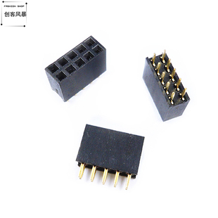 双排母2.54mm间距直针脚双排母座2*5P排针插座
