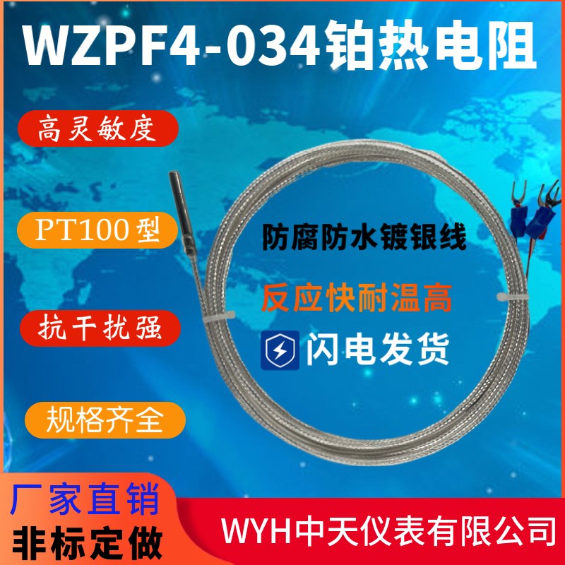 WYH中天仪表WZPF4-034防腐防尘防水型PT100铂热电阻非标定制优质