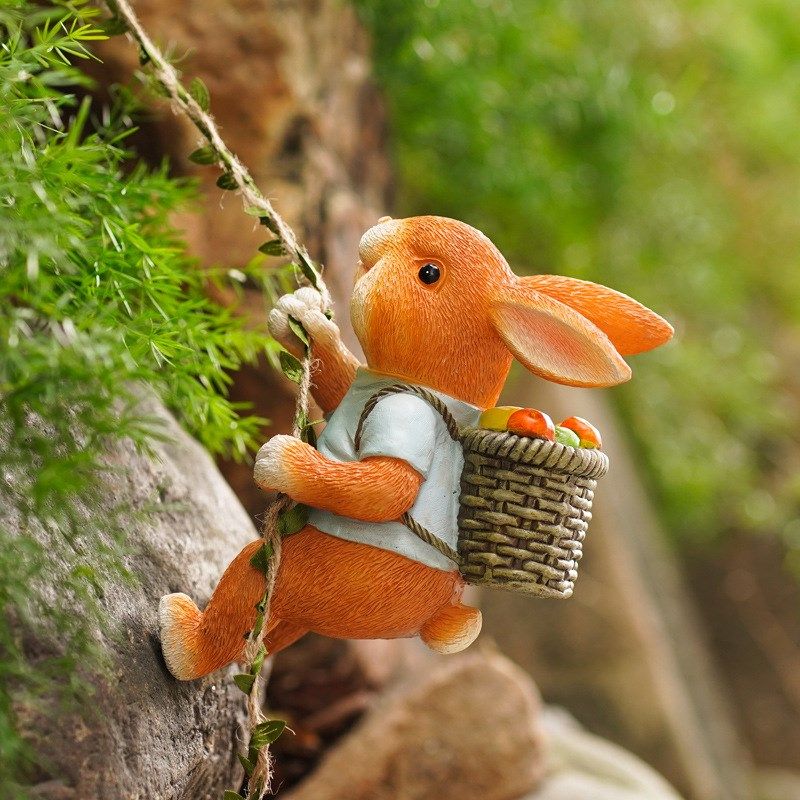 户外庭院花园攀爬小兔子秋千树脂摆件工艺品创意装饰树上多肉造景,畜牧/养殖物资,畜牧/养殖器械,淘宝优惠券,粉丝福利购,淘宝优惠卷