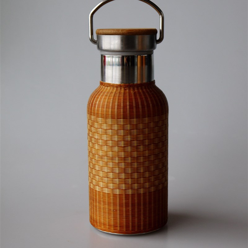 特色瓷胎竹编茶杯竹丝扣瓷保温A杯热水壶不锈钢便携旅行大容量茶