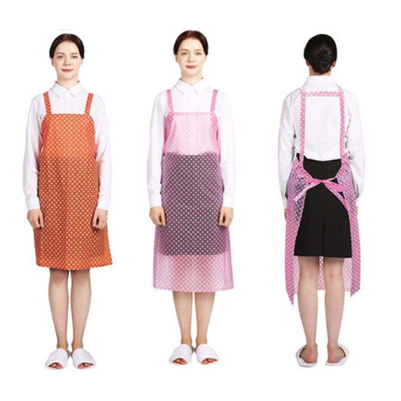 韩国进口半透明厨房餐饮防油无袖圆点可爱防水围裙餐厅Y工作服罩