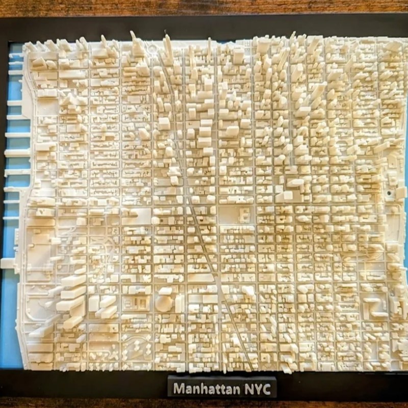曼哈顿中城微缩城k市模型3d打印摆件装饰礼品礼物客厅桌面创意桌