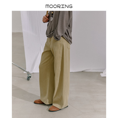 MOORING泊 26秋高腰显瘦复古阔腿牛仔裤休闲百搭长裤女