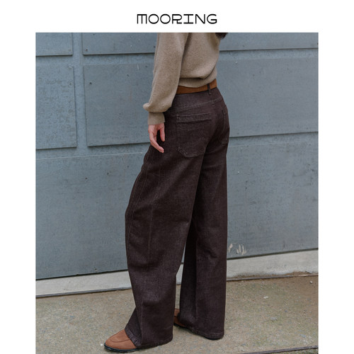 MOORING泊 26秋复古高腰显瘦阔腿牛仔裤休闲百搭宽松直筒长裤女