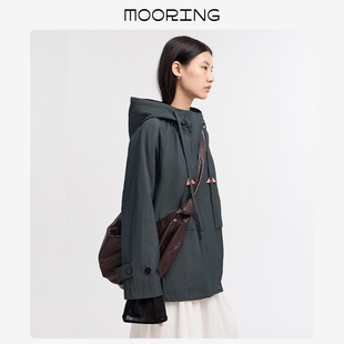 MOORING泊 连帽风衣外套户外工装夹克一手长女上衣