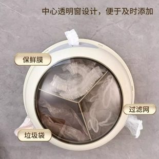 壁挂旋转3合1收纳盒厨房一次性保鲜膜套手套垃圾袋分格收纳整理盒