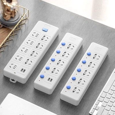 厶牛2500W大功率10A插座板带线无线插板办公家用纯铜排插板