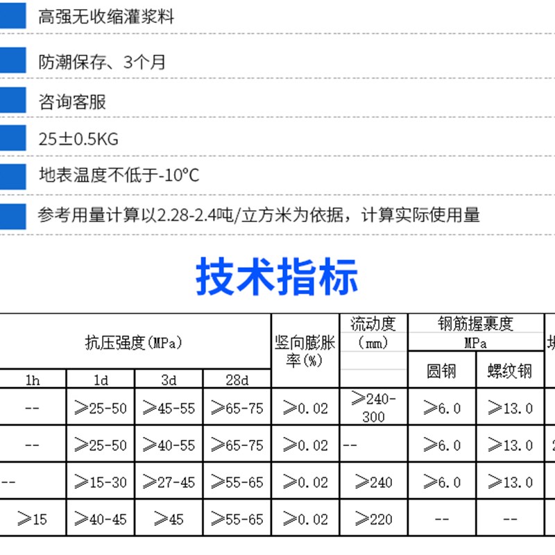 高强无收缩灌浆料c40通用型c60二次加固支座桥梁管道超细灌浆料