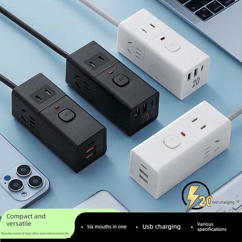 便携式迷你USB插件板多功能紧凑型商务旅行便携式插座Pd充电接线