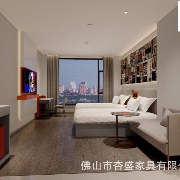 宾馆家具双人床民宿公寓式床箱电视柜出租屋人客房酒店标间全套