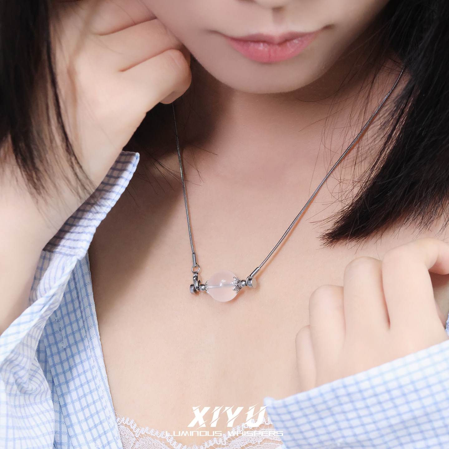 diy设计路路通空托水晶单珠项链