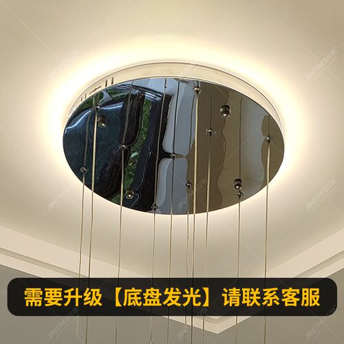 2024新款别墅复式楼楼梯长吊灯法式轻奢奶油风loft公寓中空客厅灯