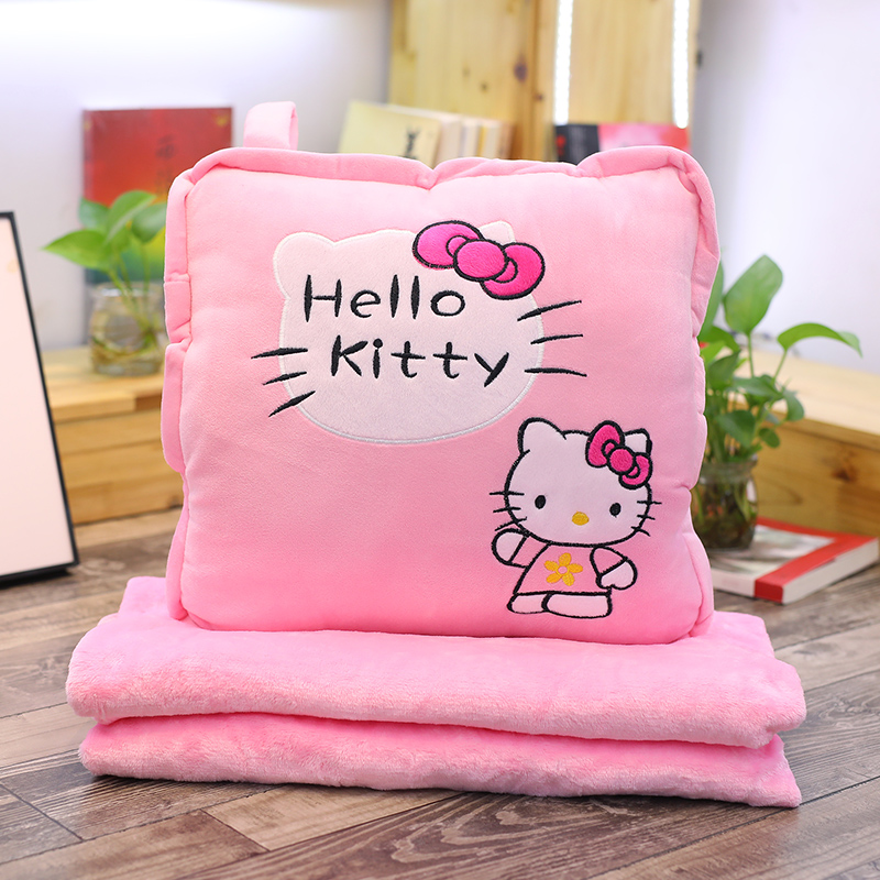 折叠毯子抱枕被子两用女冬天捂手暖手抱枕插手Q毛绒可爱午睡三合