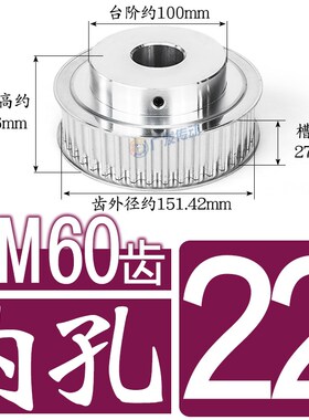 同步轮8M60齿T槽宽27/32/42 BF型凸台阶N同步皮带轮精加工内孔铝