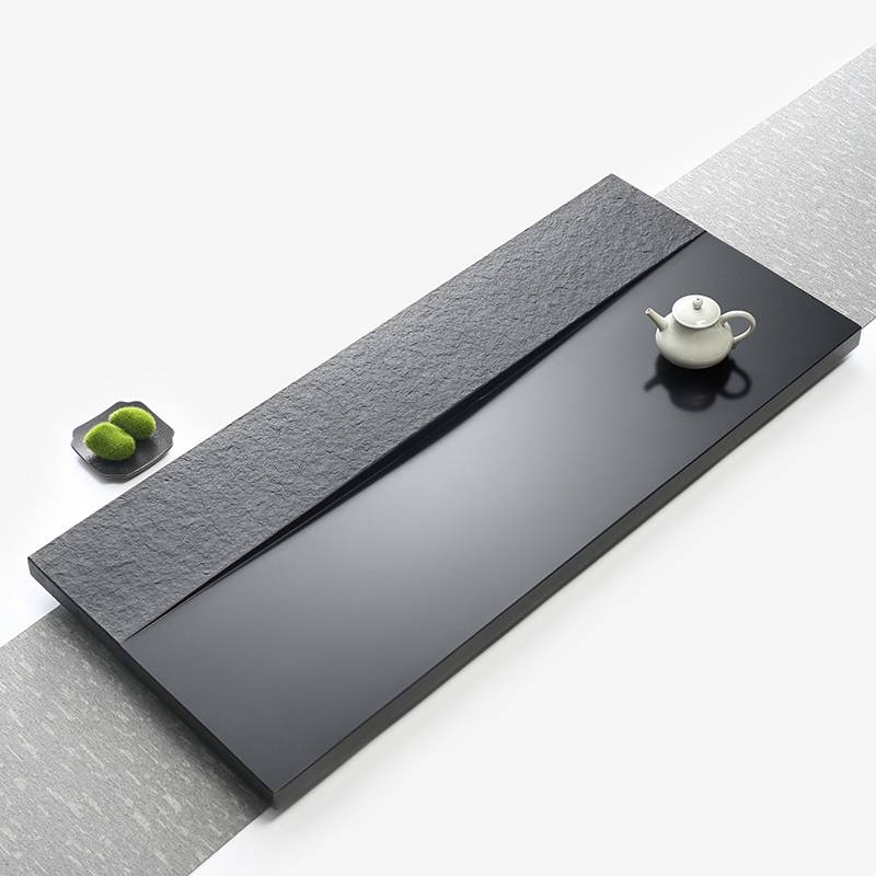 整块乌金石茶盘家用简约石头大茶台抛光现代石材轻奢茶具W2022新