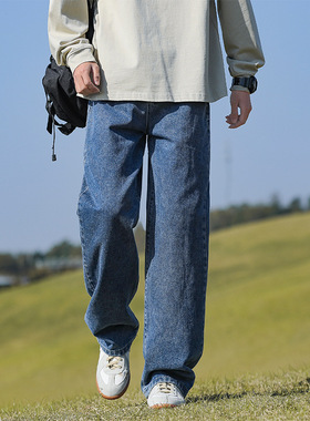 1995NVM美式高街水洗做旧牛仔裤男春秋潮牌复古简约直筒宽松裤子