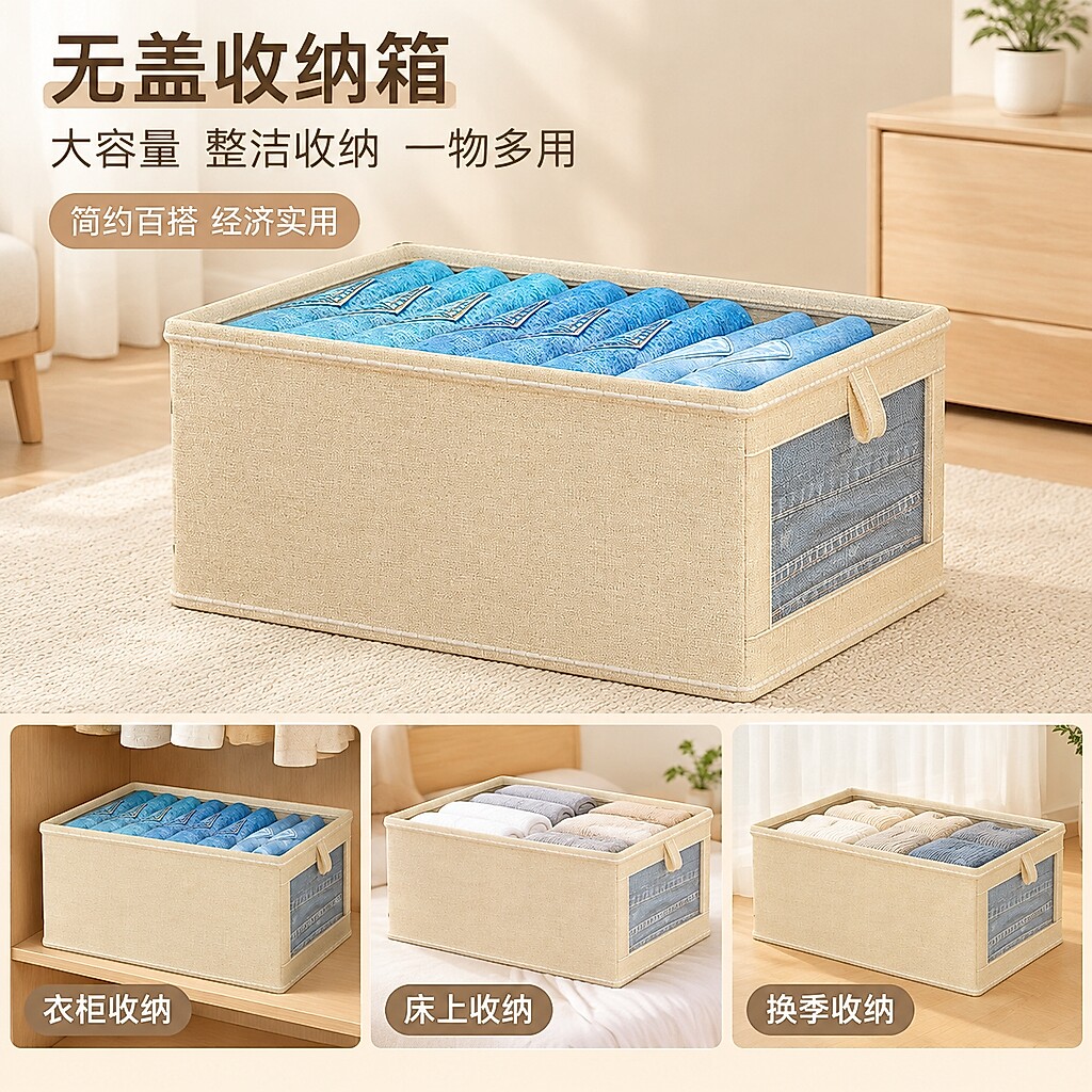 多功能简约收纳箱无盖可视