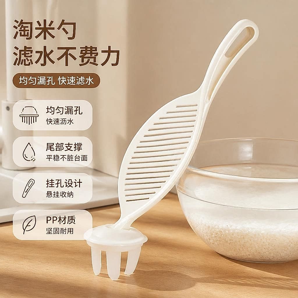 塑料沥水漏勺轻松洗米不洒漏