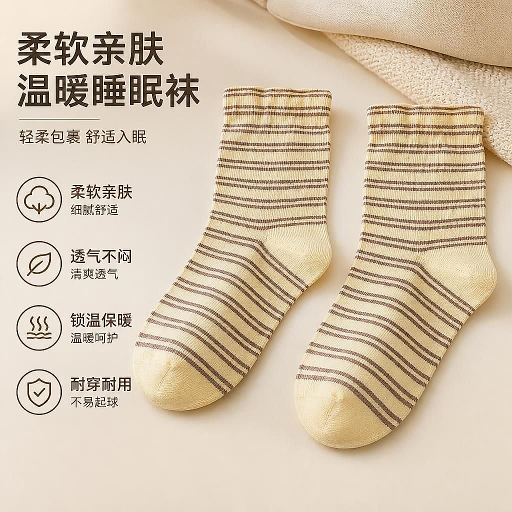 冬季保暖不勒脚睡眠袜透气吸汗