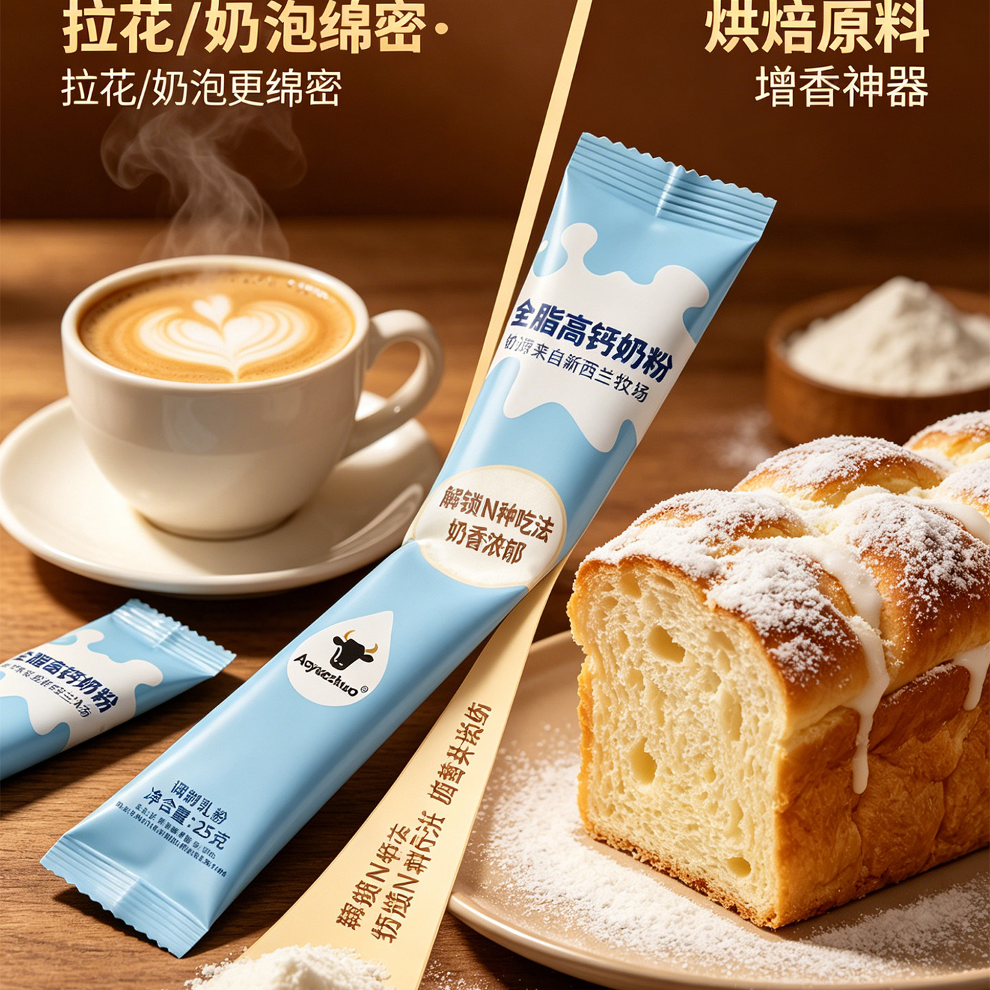 烘焙奶粉新西兰奶源雪花酥奶茶咖啡专用奶粉条装方便携带奶香浓郁