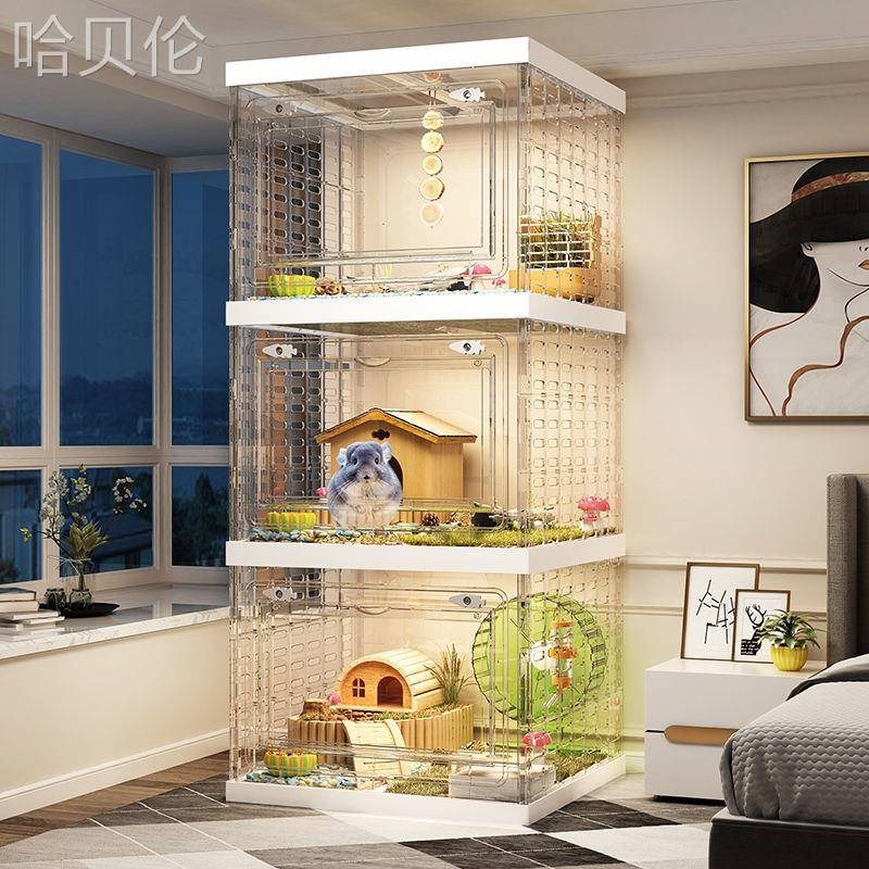龙猫柜笼子芦丁鸡j饲养箱造景蜜袋鼯仓鼠松鼠花枝鼠超大号多层别