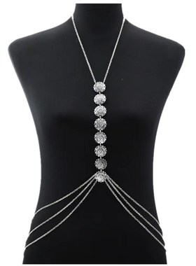 欧美重金属身体炼iN2291 简约多层重工胸炼腰炼套夜店舞台演出饰