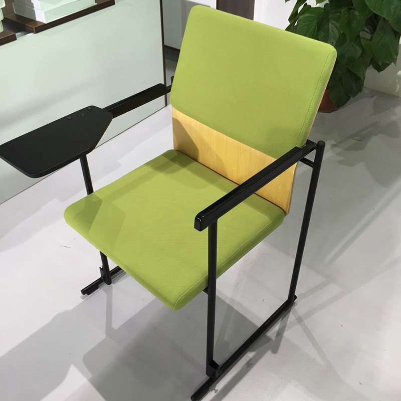 简约现代带写字板培训q椅会议椅网布员工培训椅办公椅曲木底可叠