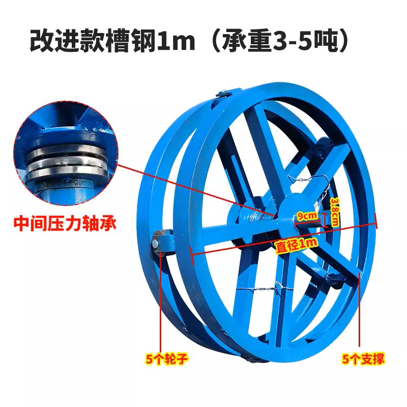 槽钢款带刹车卧式电缆圆盘放线支架钢丝绳大小P型电工光纤重型神