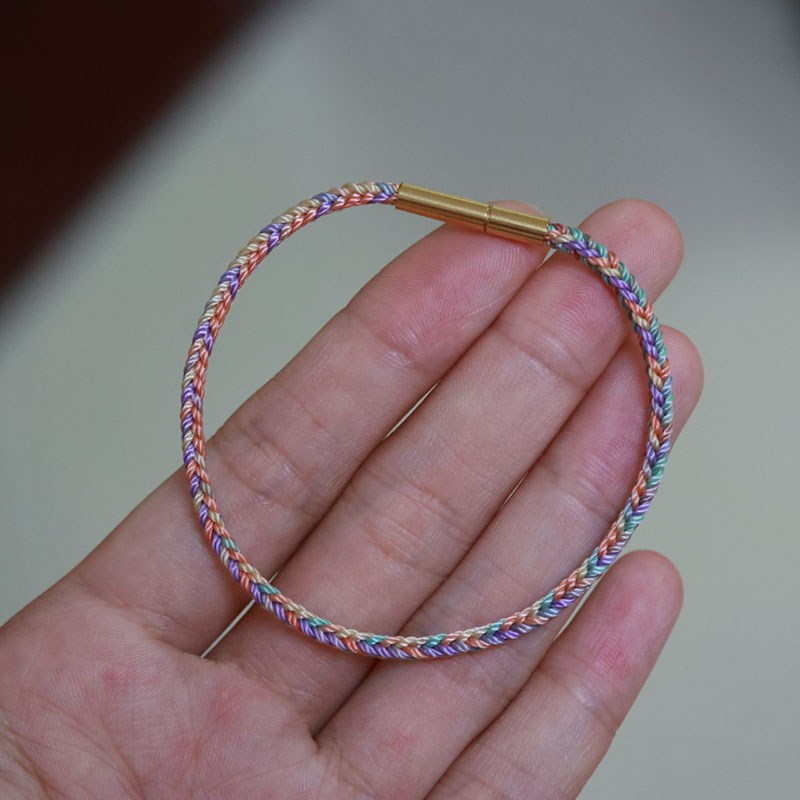 新款龙鳞手绳不锈钢扣编绳t可穿3硬金粗手链情侣简约吊坠配饰绳子