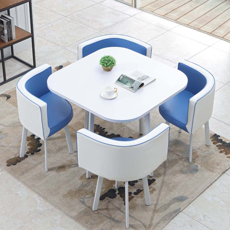 简约办公家俱接待桌椅组合办公室休闲时尚方形阅览书桌一桌四椅