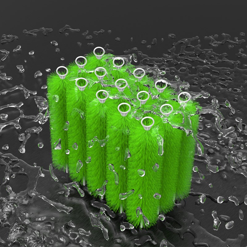 全福鲤水族鱼缸鱼池过滤毛刷滤材304不锈钢芯绿色十字刷锦鲤池