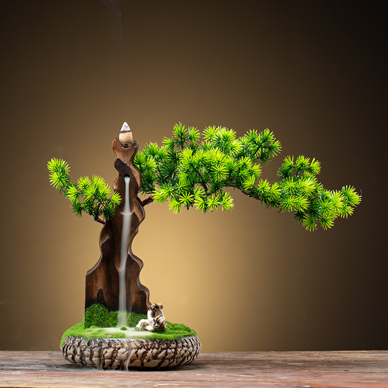 中式创禅意摆件倒流香炉办公室客厅仿真迎客松盆景微景观家居饰品,畜牧/养殖物资,畜牧/养殖器械,淘宝优惠券,粉丝福利购,淘宝优惠卷