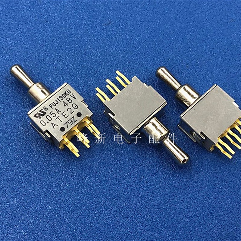 ATE2G-2M3-10日本6脚3档双边左右自复位钮子开关纽子拨动开关