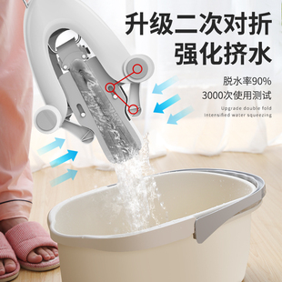 挤水净 免手洗海绵拖把家用吸水一拖胶棉懒人拖地神器木地板对折式