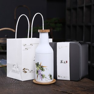 陶瓷茶杯带盖过滤冲茶器泡茶水杯茶水分离一瓶茶创意办公杯主人杯