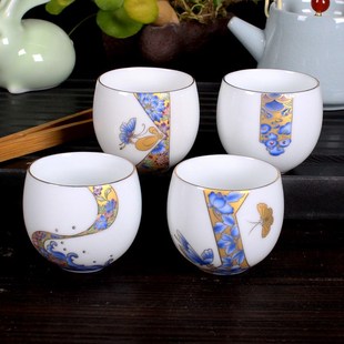 个人杯6个装 小茶杯定禅功夫陶瓷茶具品茗杯创意礼品茶盏日式 家用