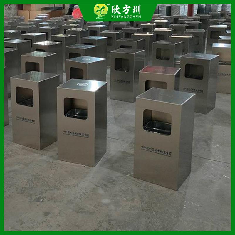 室内方形商用简约不锈钢垃圾桶组合式分类金属果皮箱单筒