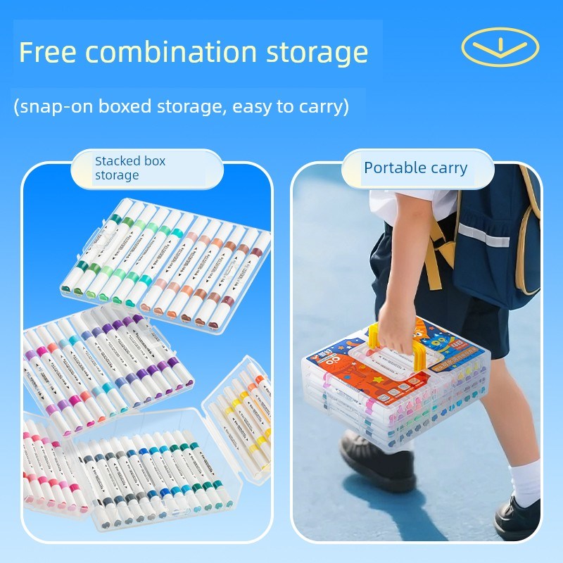 爱好马克笔24色小学生儿童美术可水洗丙烯马克笔小学生12色36色48