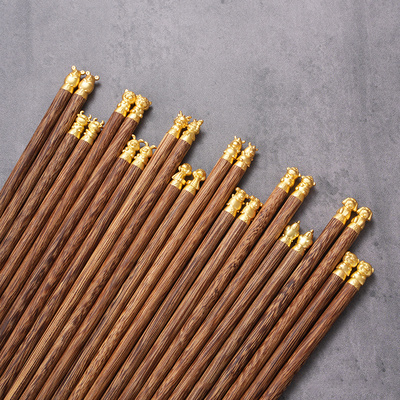 创意生肖鸡翅木筷子高档家用防滑单人装儿童家庭一人一筷专人专用