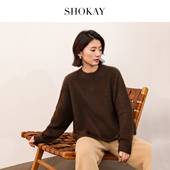 100%牦牛绒毛衣女圆领拉毛套衫 云绒 董生活同款 SHOKAY绣嘉