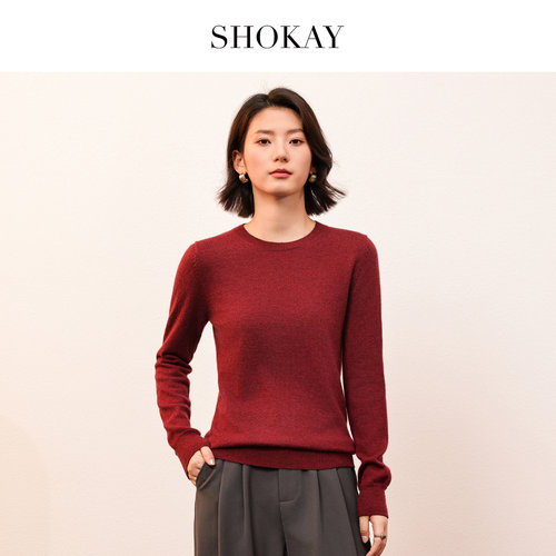 SHOKAY绣嘉100%牦牛绒女套衫毛衣